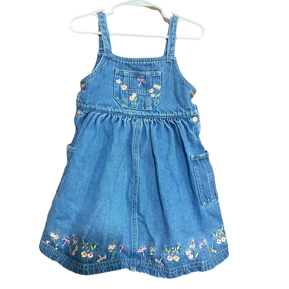 Rare Vintage Floral Greendog Denim Blue Cotton Dress